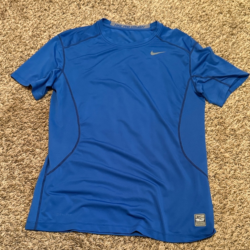 Nike Royal Blue Pro Combat M Fitted Performance T